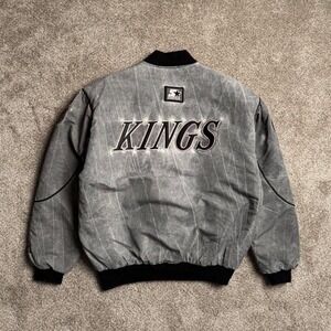 VINTAGE 90s LA KINGS STONEWASH‎ BOMBER JACKET
